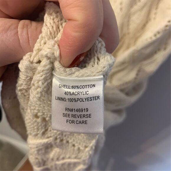 Freshman 1996 Women's XL Beige Crochet Knit Maxi Dress Sleeveles - Picture 6 of 7